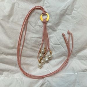 Suede and freshwater pearl necklace.